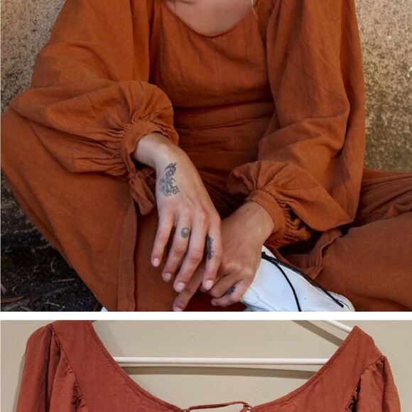Free People Josie wide leg balloon sleeve jumpsuit - Picture 1 of 8